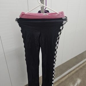 Kids Black and Pink Checkered Leggings